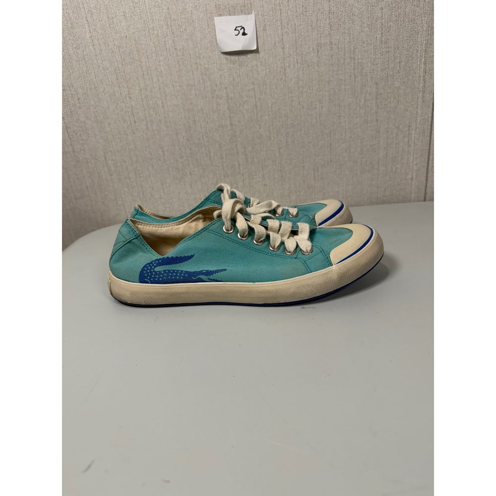 Lacoste Canvas Croc 34W Teal Blue Low Top Sneakers Womens 8 11CAW0735